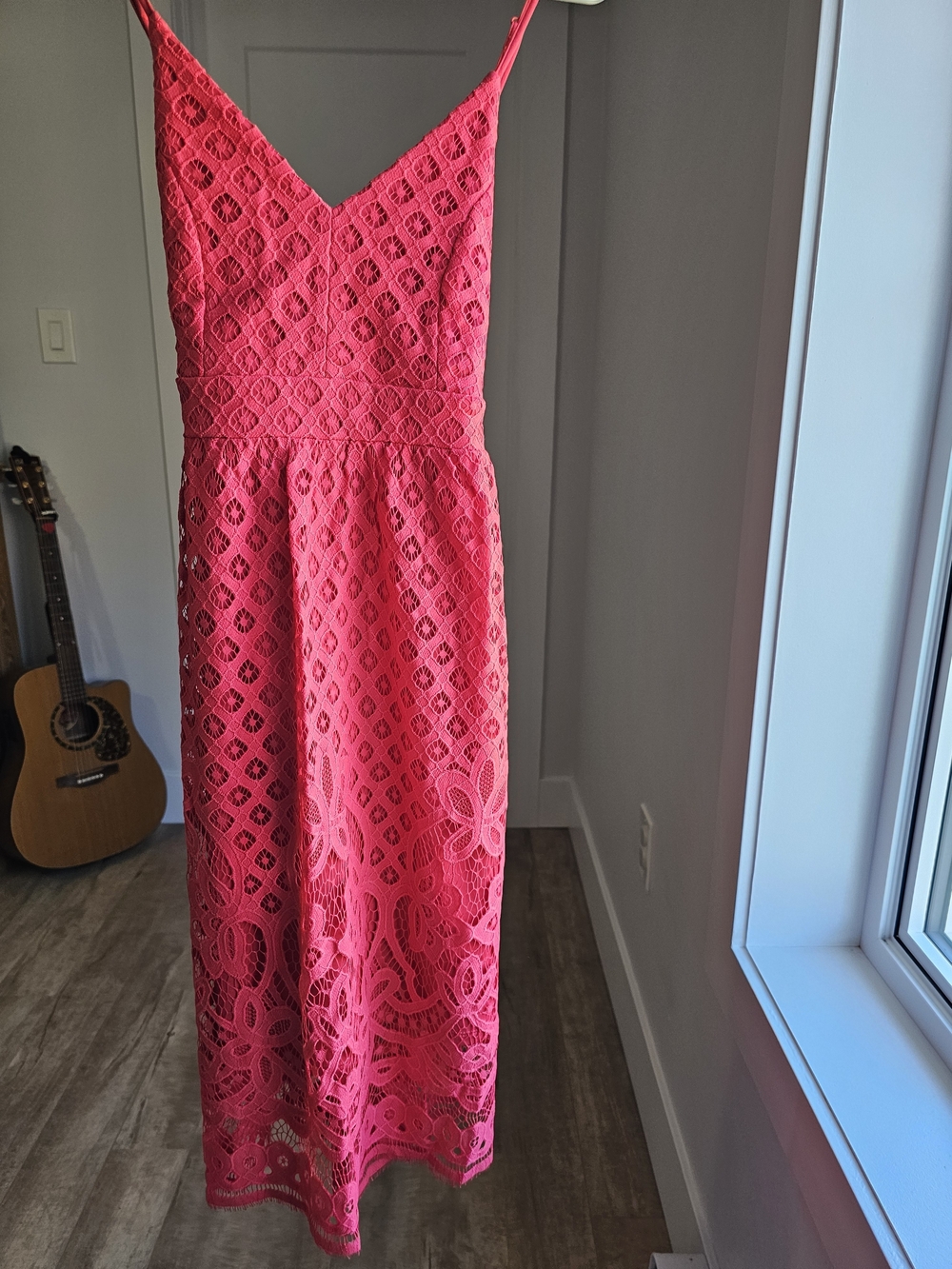 Women’s Red Lace Mini Dress - Sleeveless V-Neck